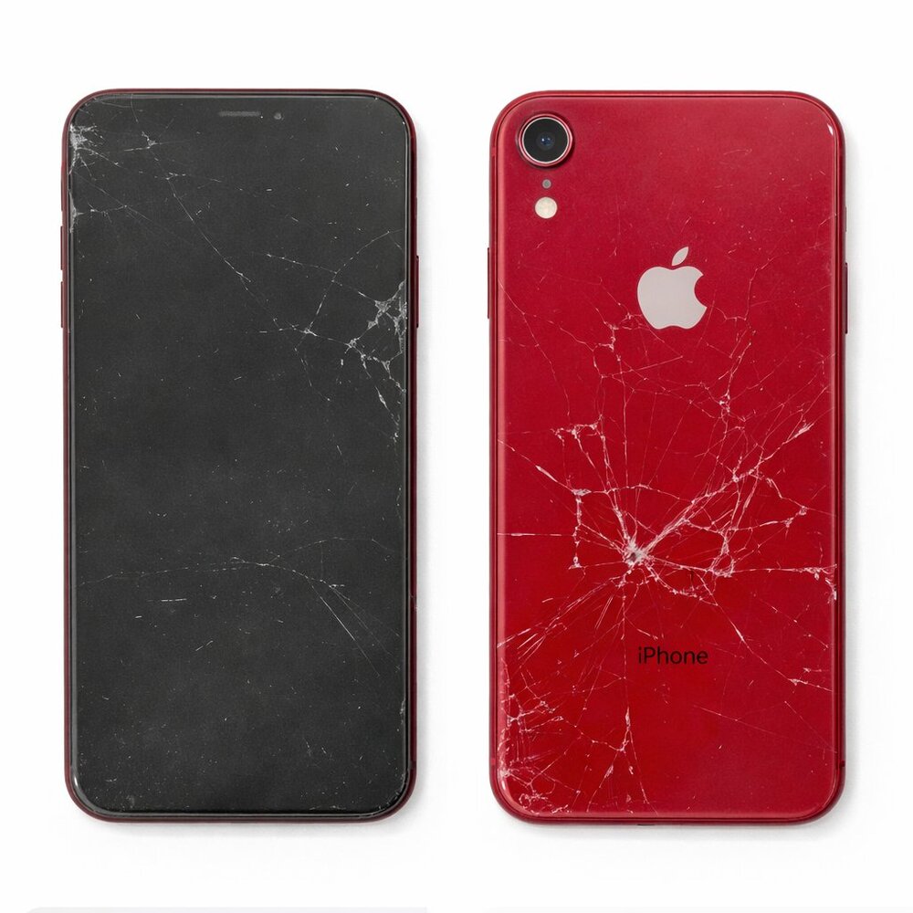 iPhone XR 64GB Red Cracked Screen/Back LCD Issue Untested For Parts/Repair